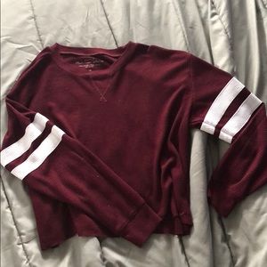 Maroon long sleeve crop top sweater